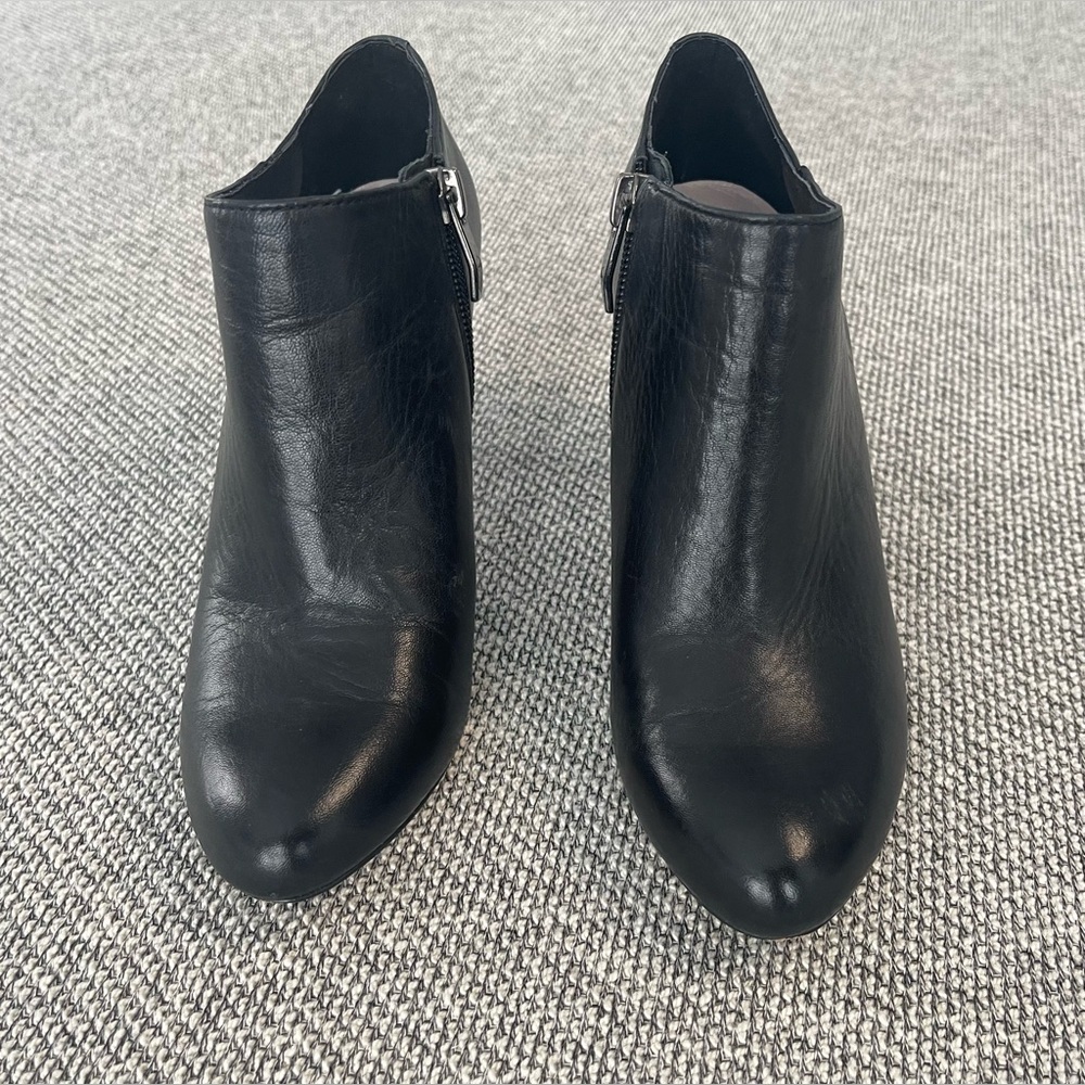 Vince Camuto Black Ankle Boots with Side-Zip and Stacked Heel